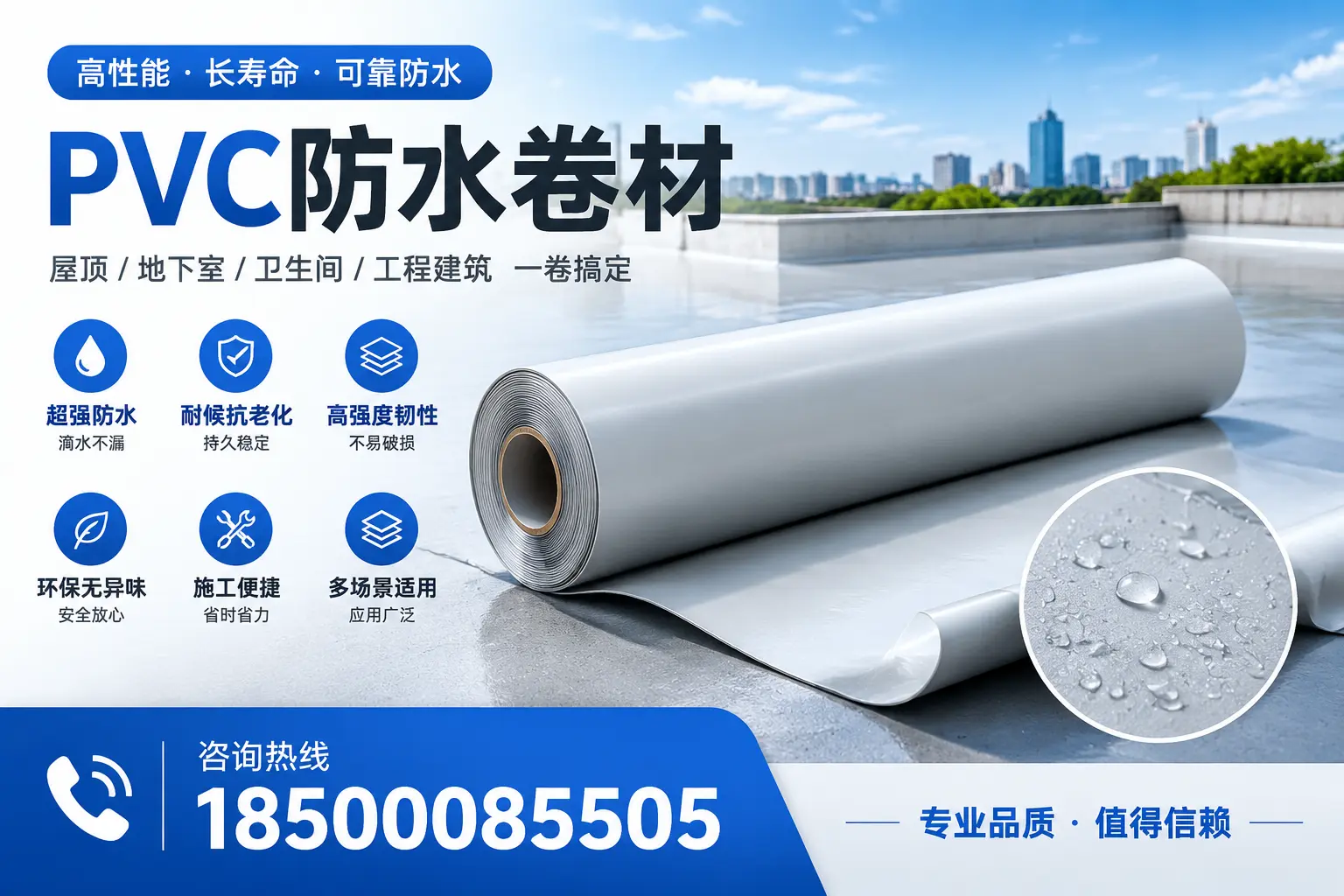PVC防水卷材的防水效果评测，适合鹤壁的科学依据